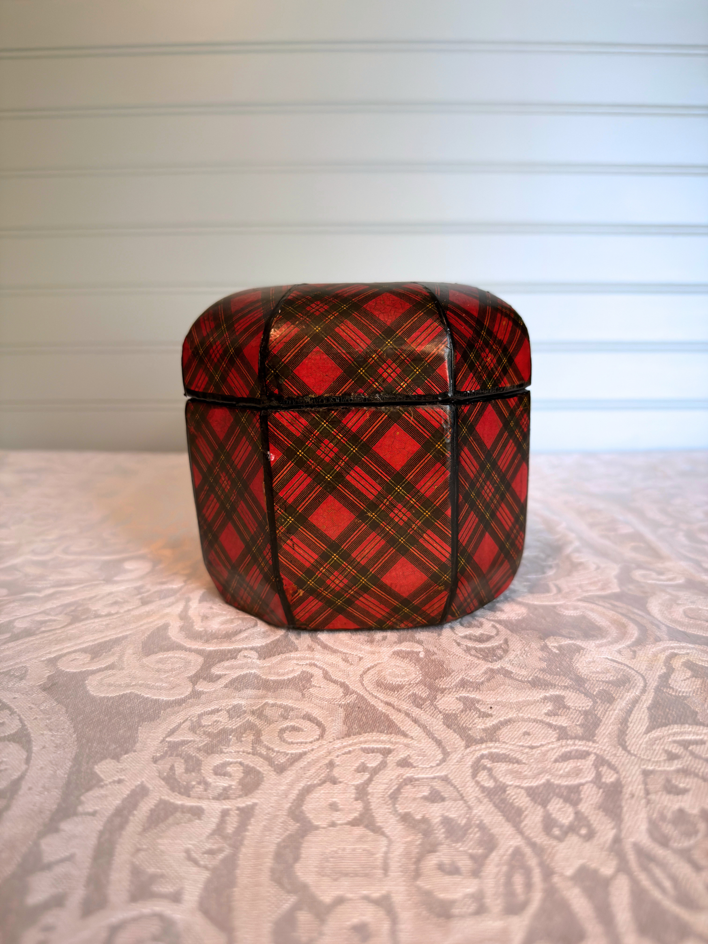 "Stuart" Tartan Ware Wood Tea Caddy