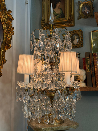 Brass & Crystal Tabletop Chandlier #1