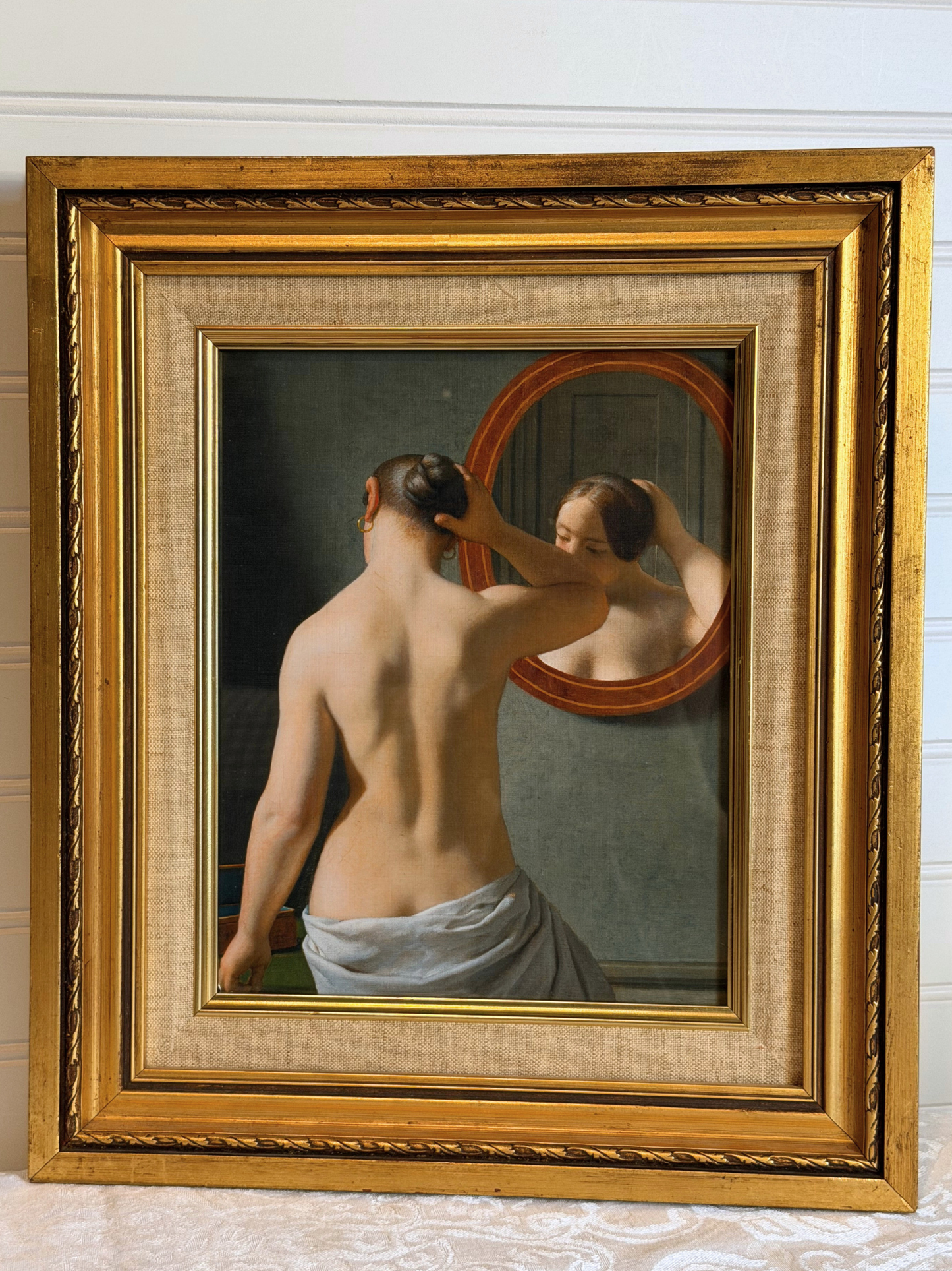 Framed Woman in Front of Mirror Print