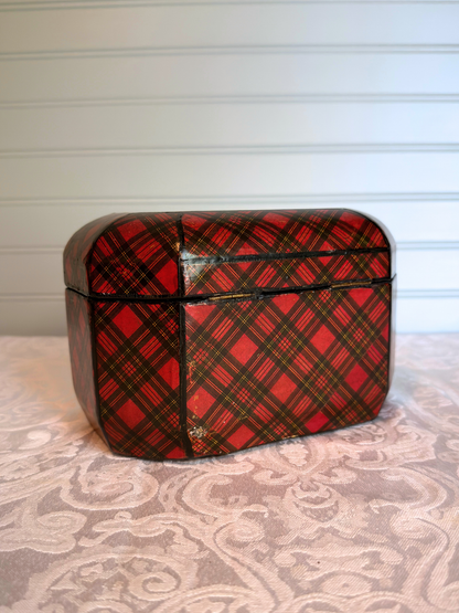 "Stuart" Tartan Ware Wood Tea Caddy