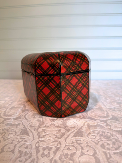 "Stuart" Tartan Ware Wood Tea Caddy