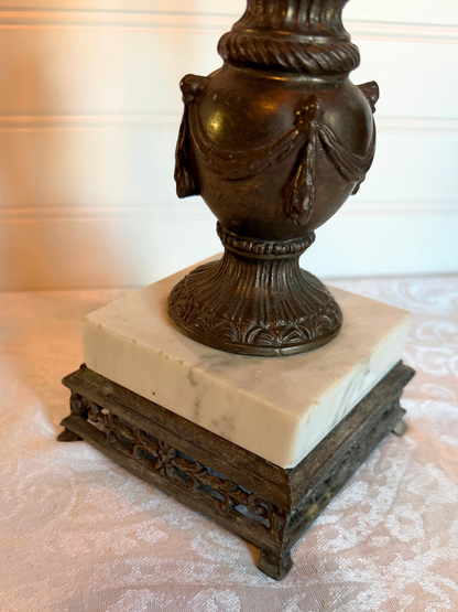 Italian Cast Metal & Marble Candelabra