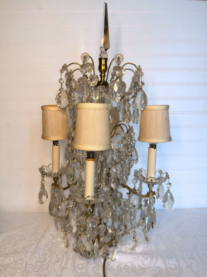 Brass & Crystal Tabletop Chandelier