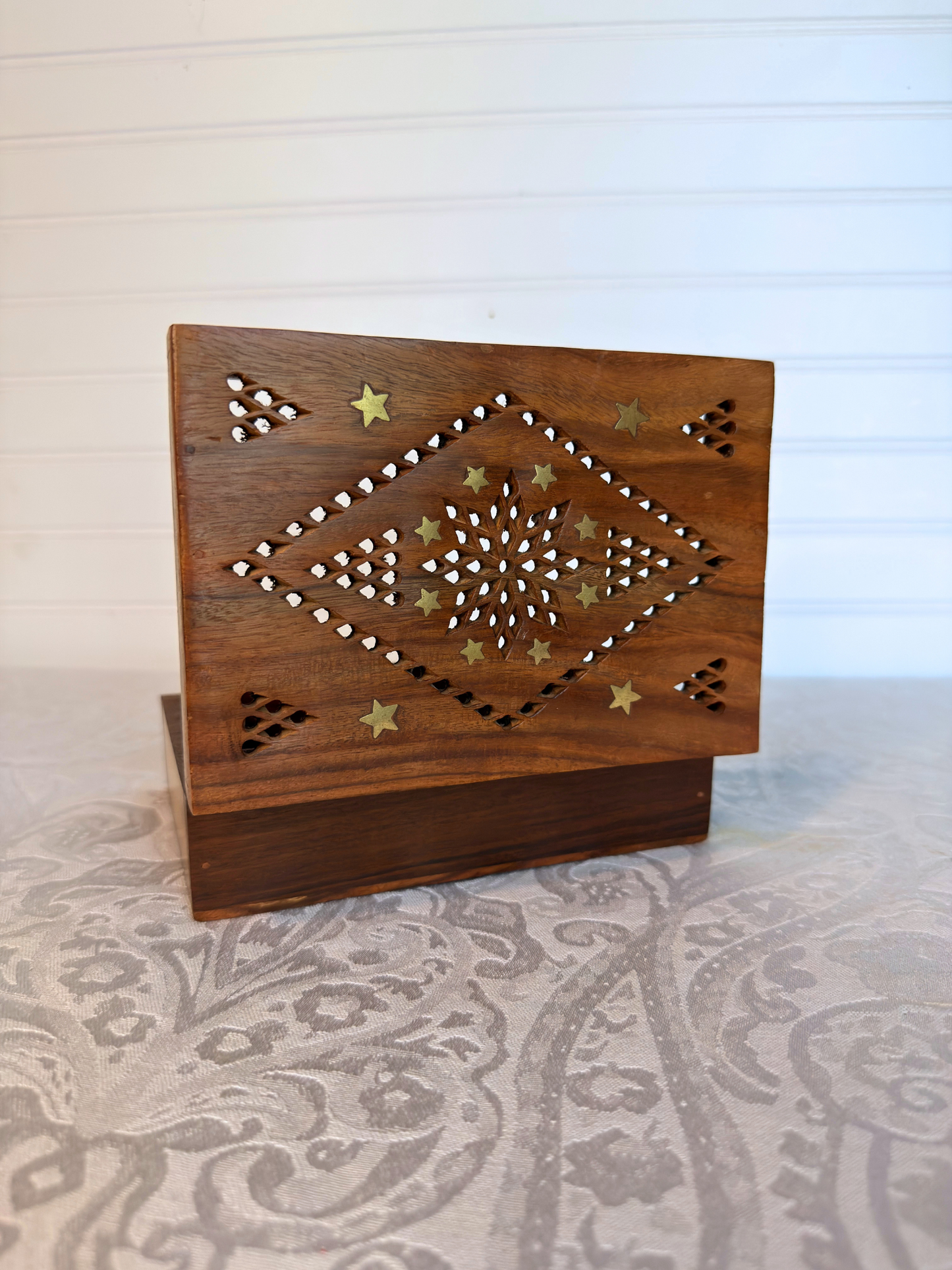 Wood Box with Brass Stars