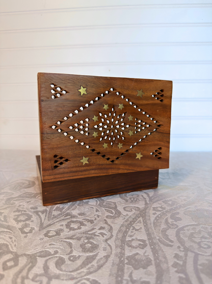 Wood Box with Brass Stars
