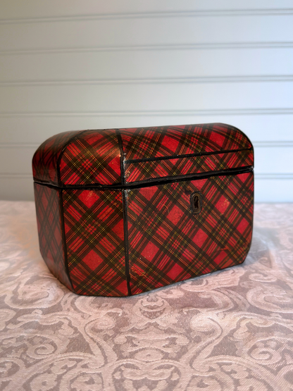 "Stuart" Tartan Ware Wood Tea Caddy
