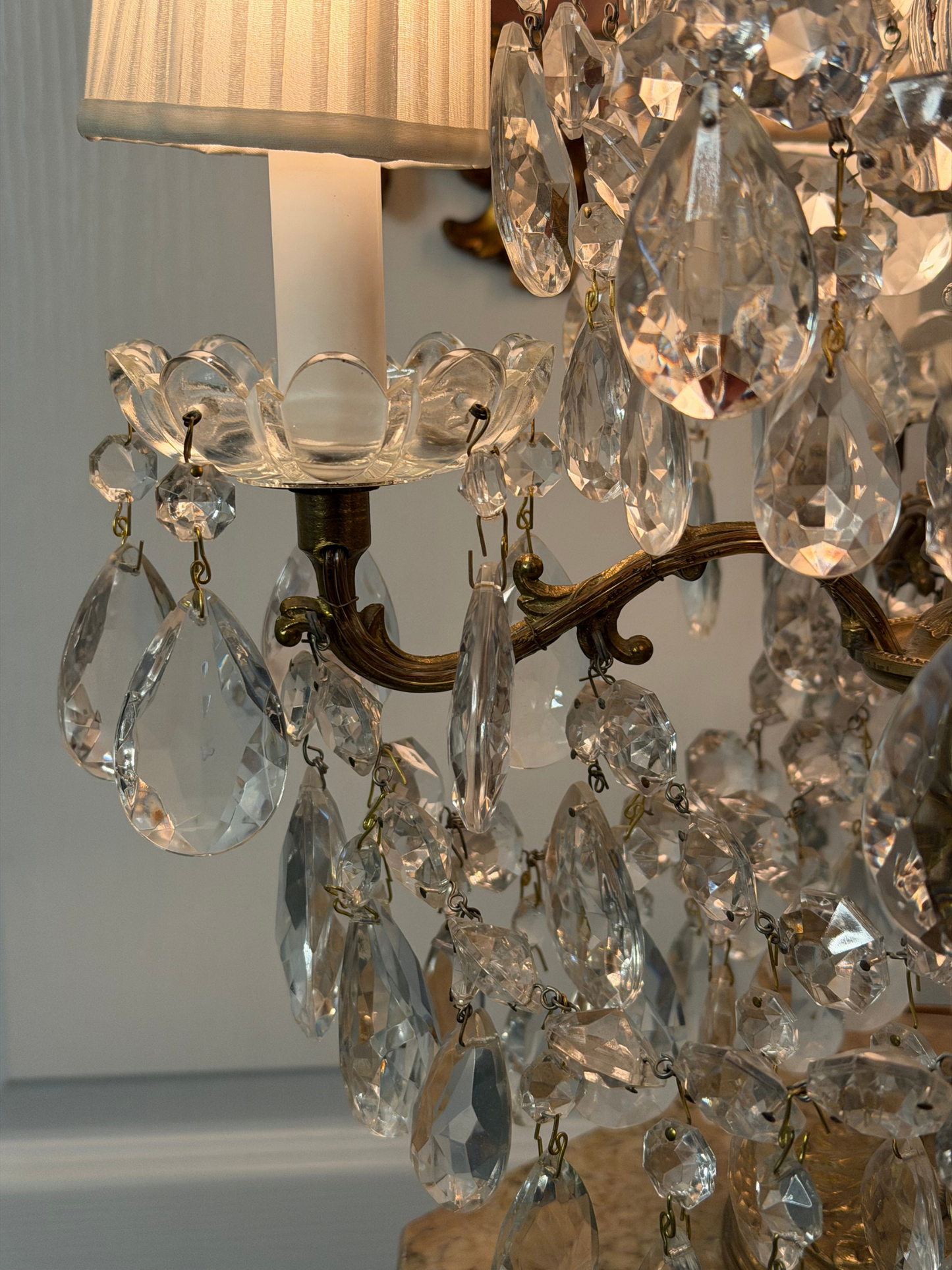 Brass & Crystal Tabletop Chandlier #1