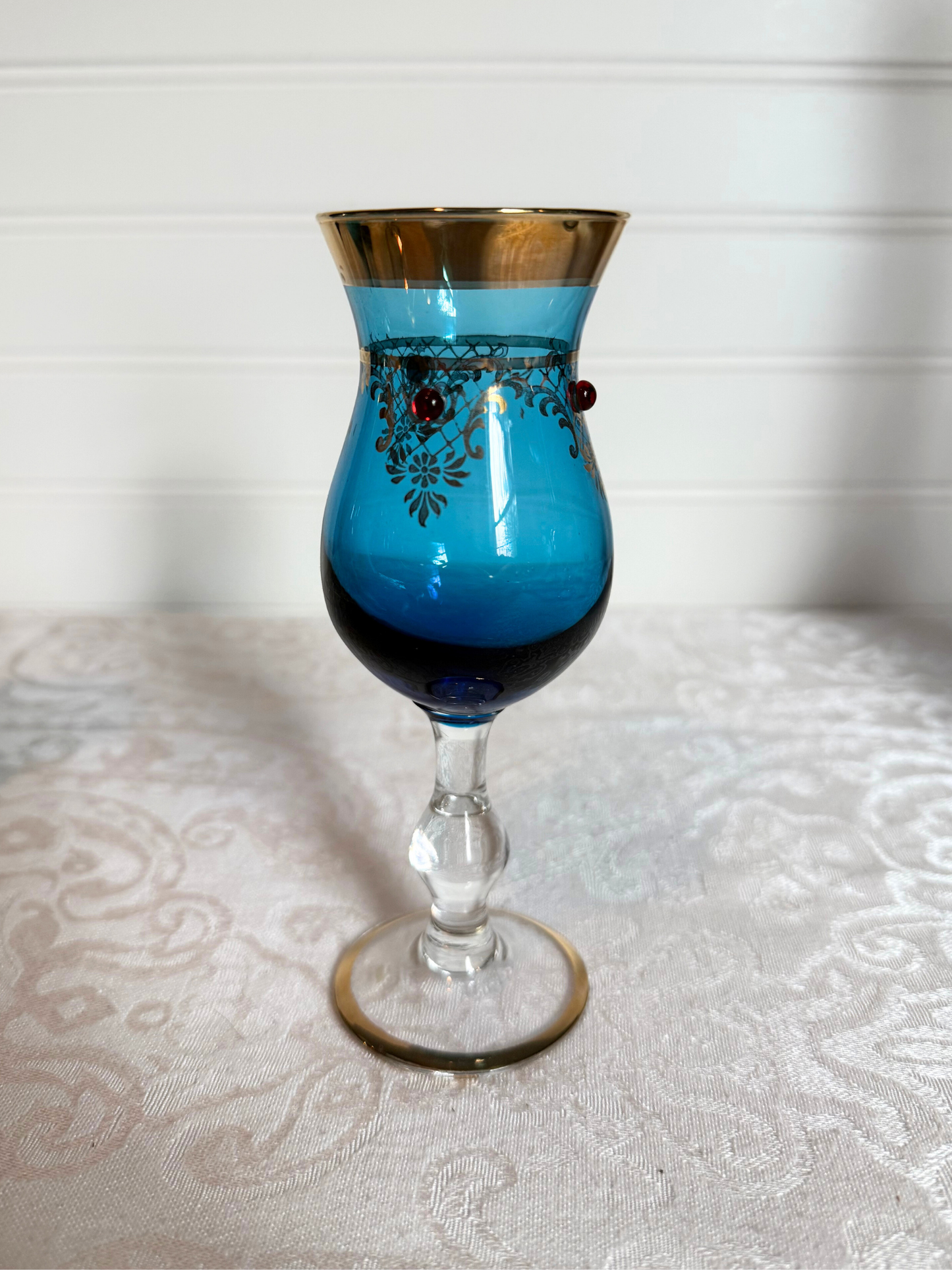 Italian Murano Venetian blue glass decanter set