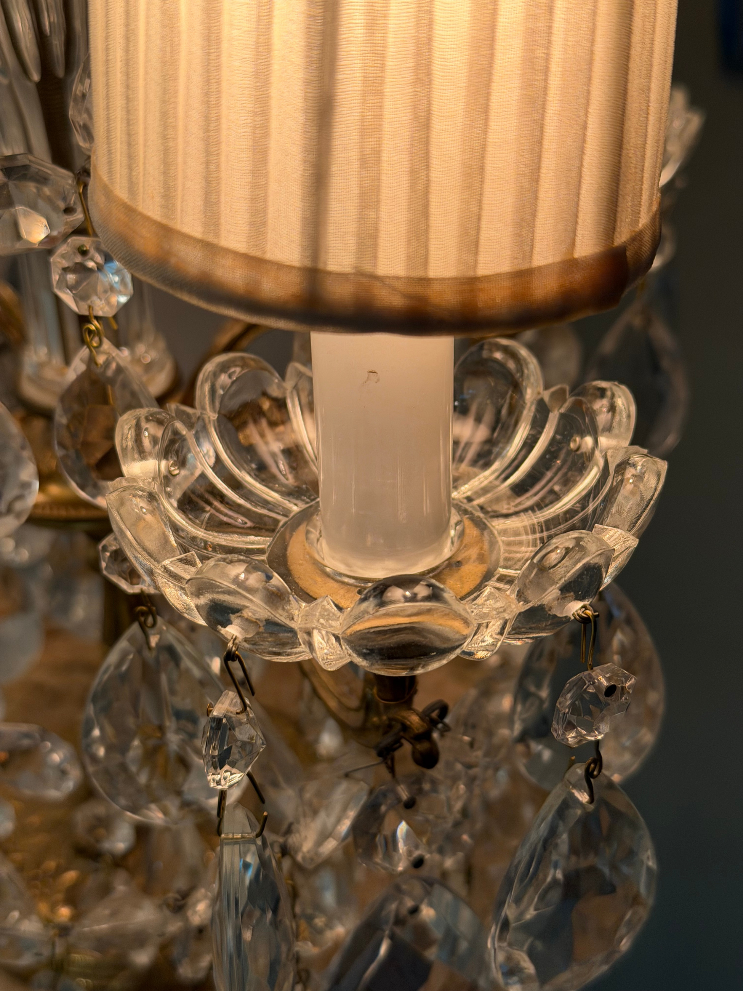 Brass & Crystal Tabletop Chandlier #1