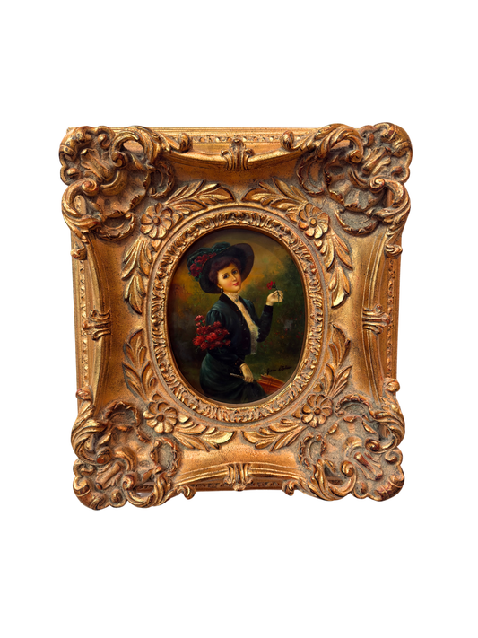 Reproduction Painting of a Woman Holding a Flower