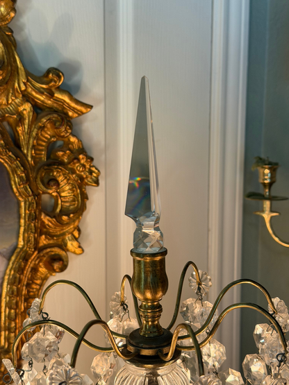 Brass & Crystal Tabletop Chandlier #1