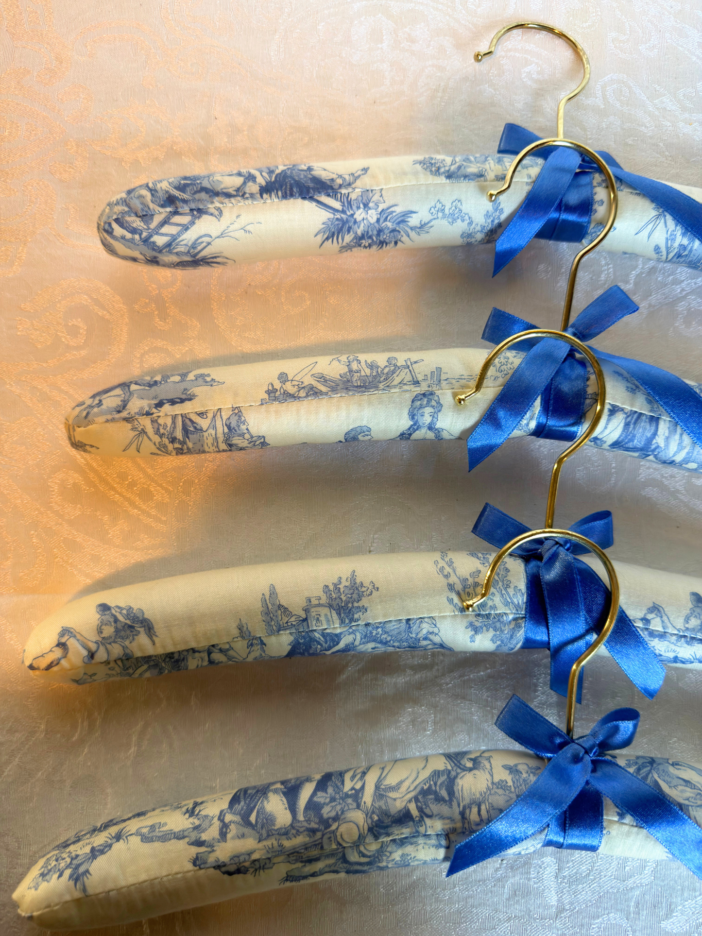 Blue & White Toile Cotton Padded Hangers