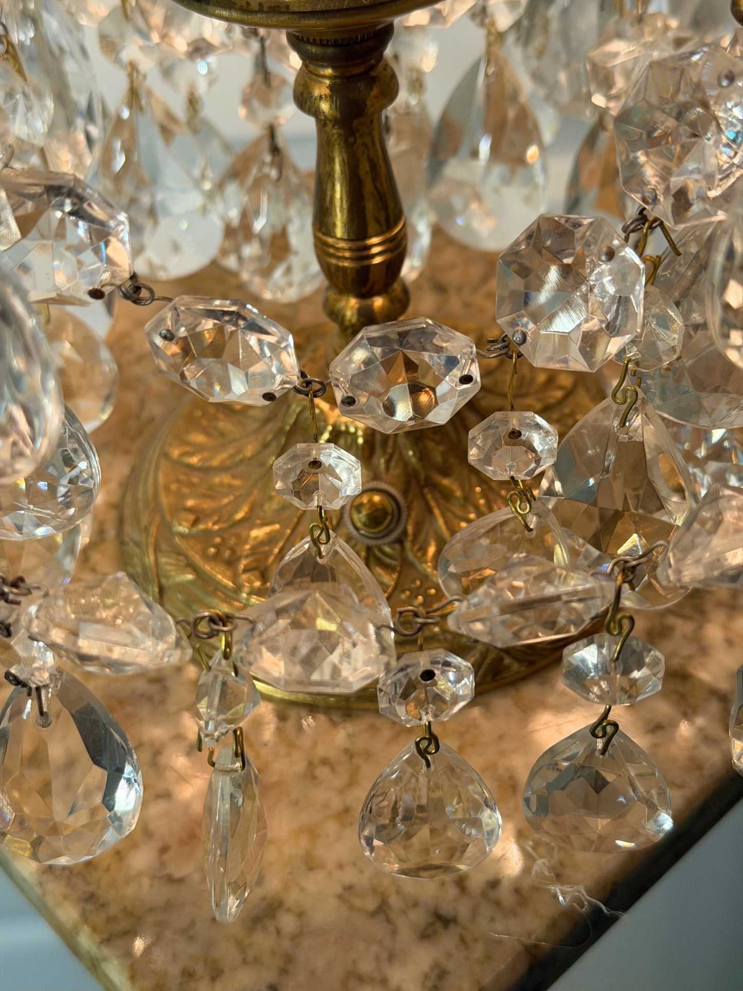 Brass & Crystal Tabletop Chandlier #1