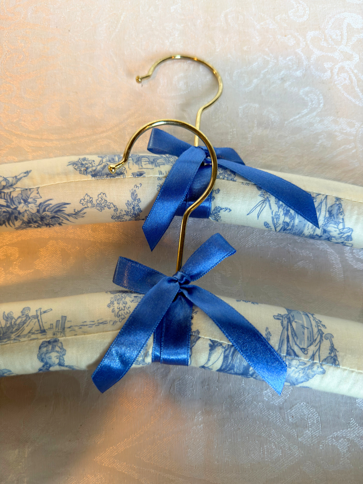 Blue & White Toile Cotton Padded Hangers