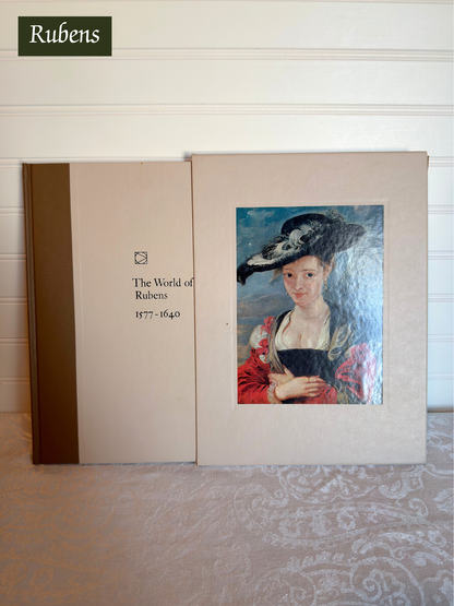 Book titled 'The World of Rubens 1577-1640' with a portrait on the cover, featuring the artist's name 'Rubens'.