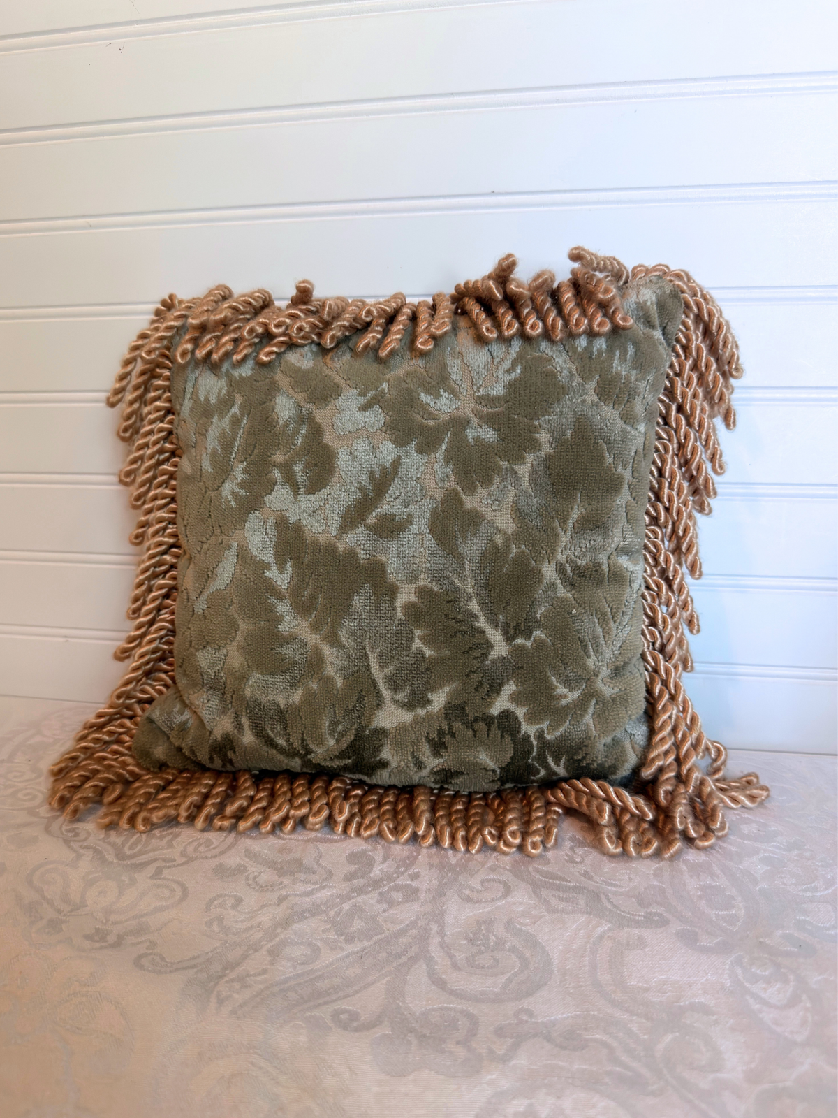 Dusty Blue Velvet Throw Pillow