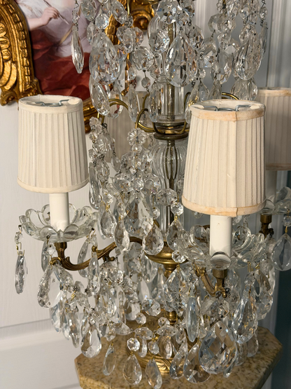 Brass & Crystal Tabletop Chandlier #1