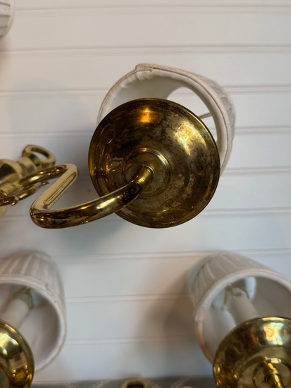 Pair of Brass Wall Scones with Lampshades