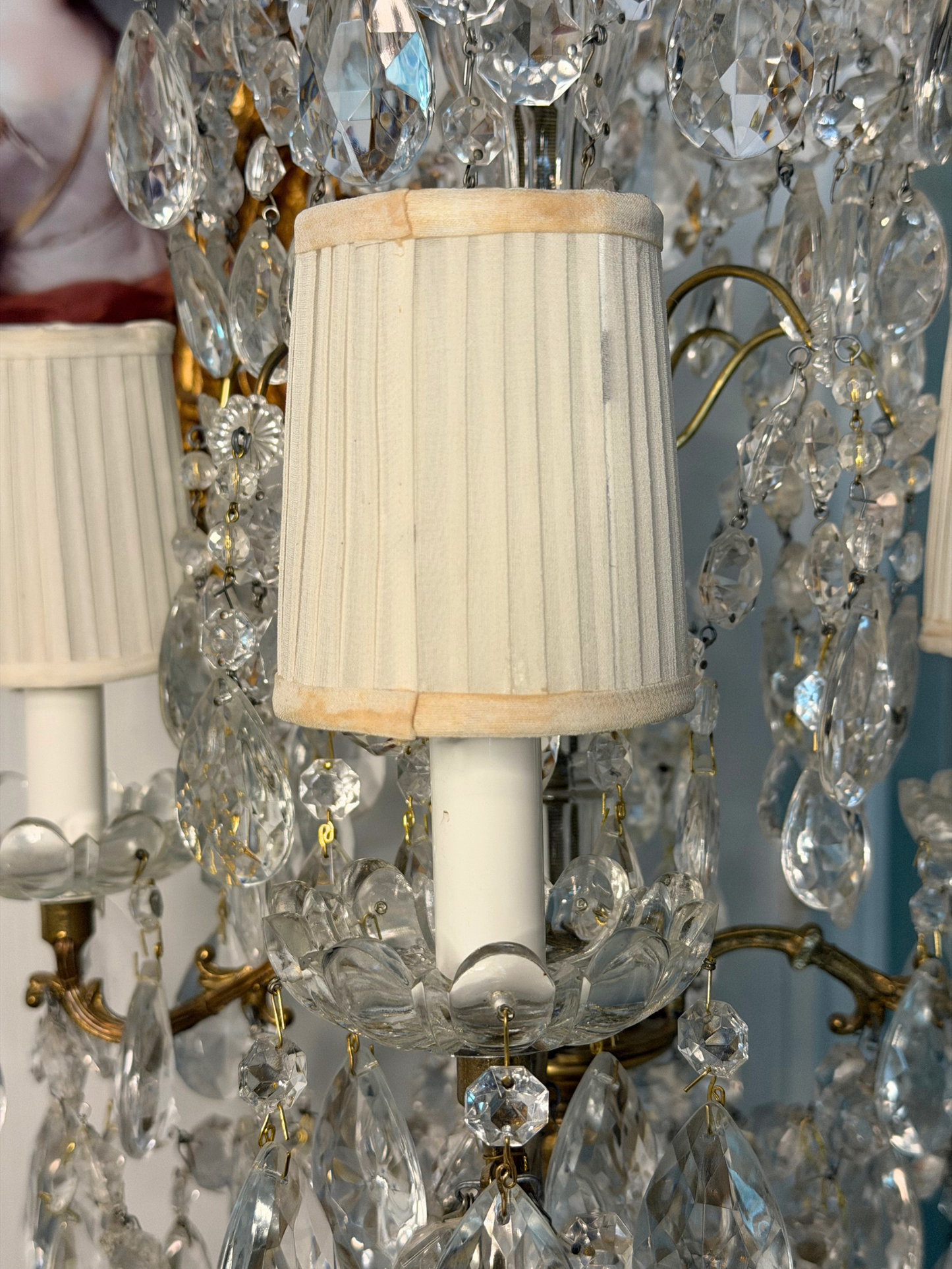 Brass & Crystal Tabletop Chandlier #1