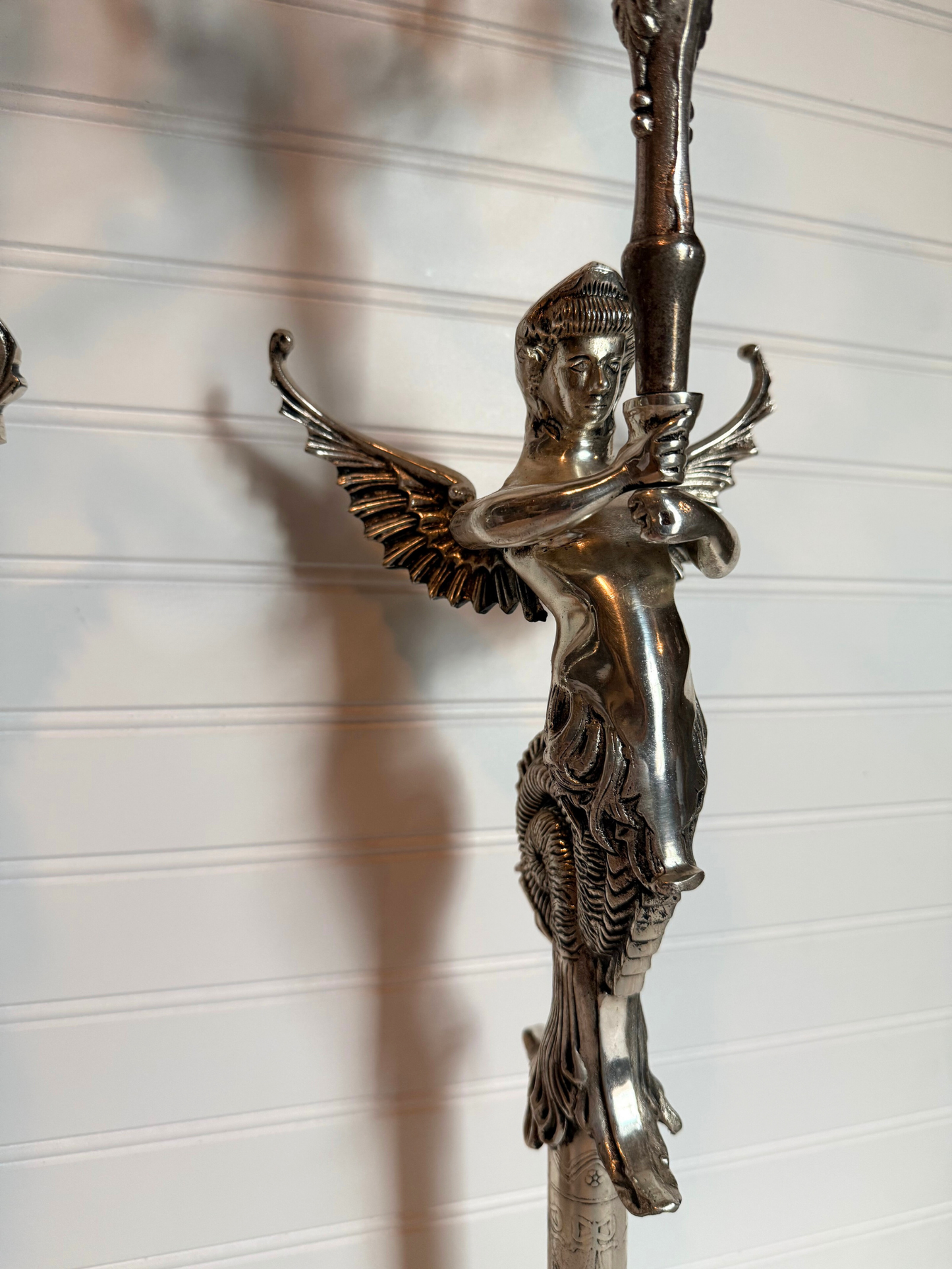 Silver Plated Mermaid Angel Candelabras