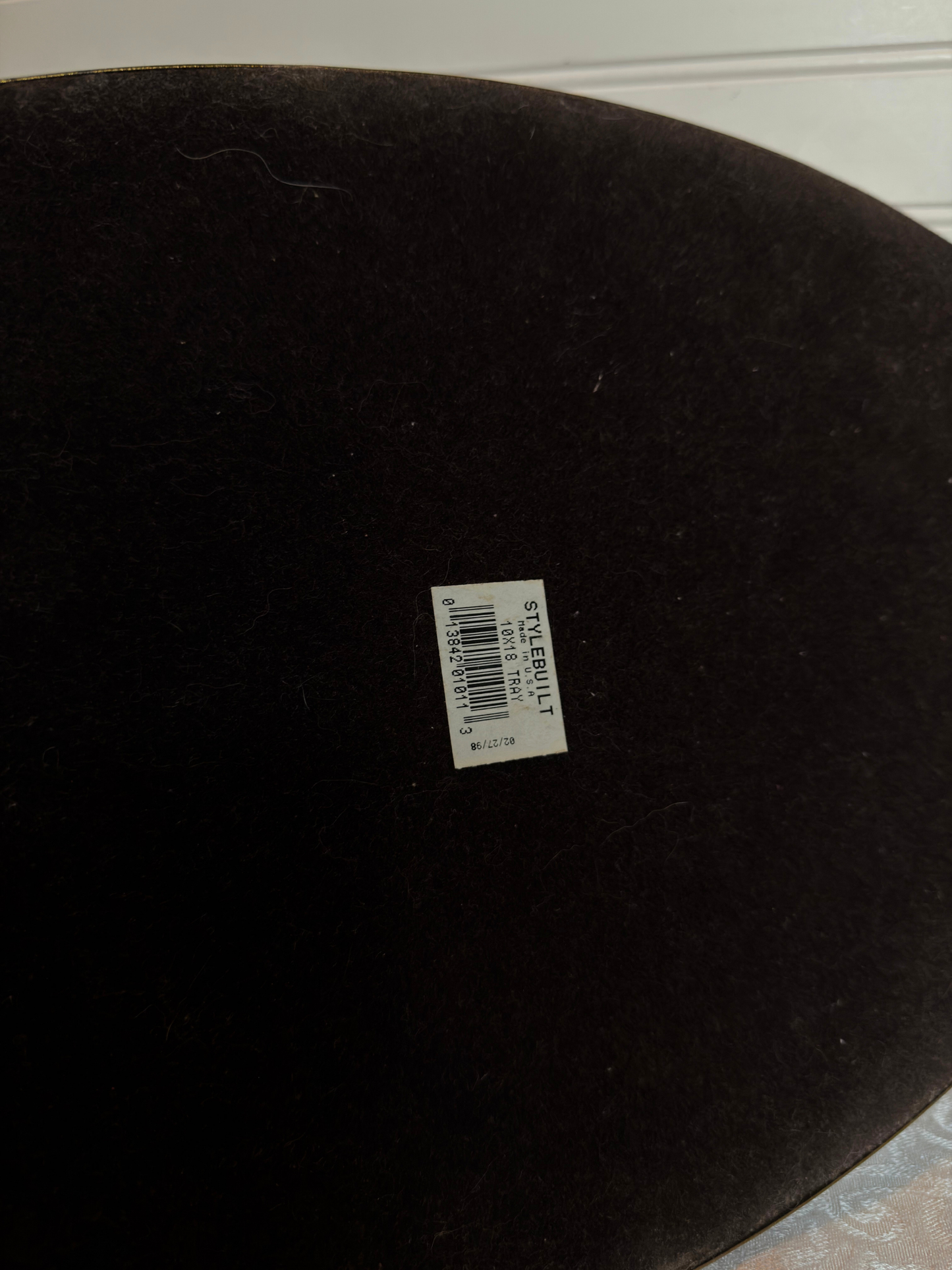 back of decorative mirror a label on a white background