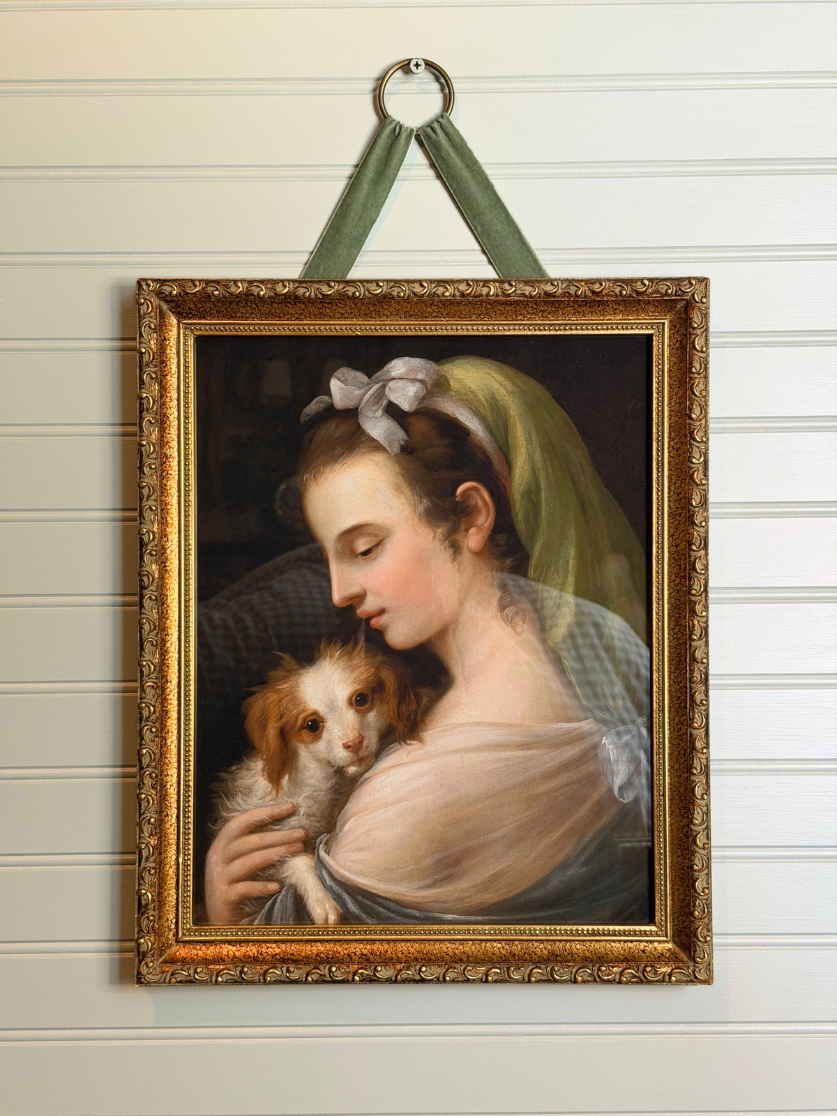 Framed Woman with a King Charles Spaniel Giclee Print