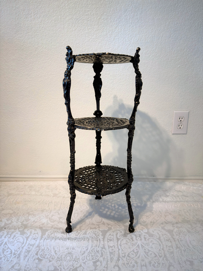 Black Cast Iron 3-Tier Plant Stand/Shelf