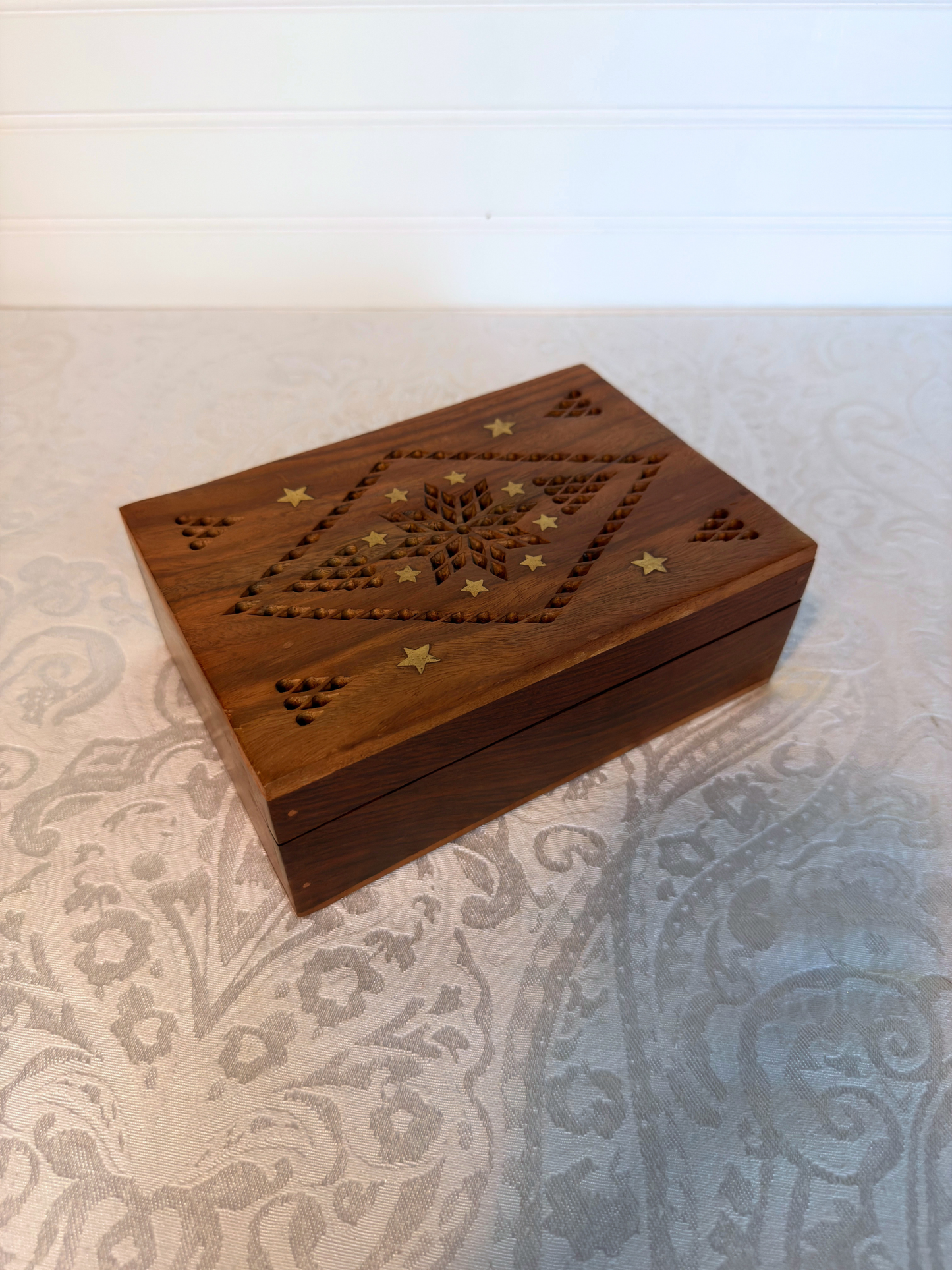 Wood Box with Brass Stars