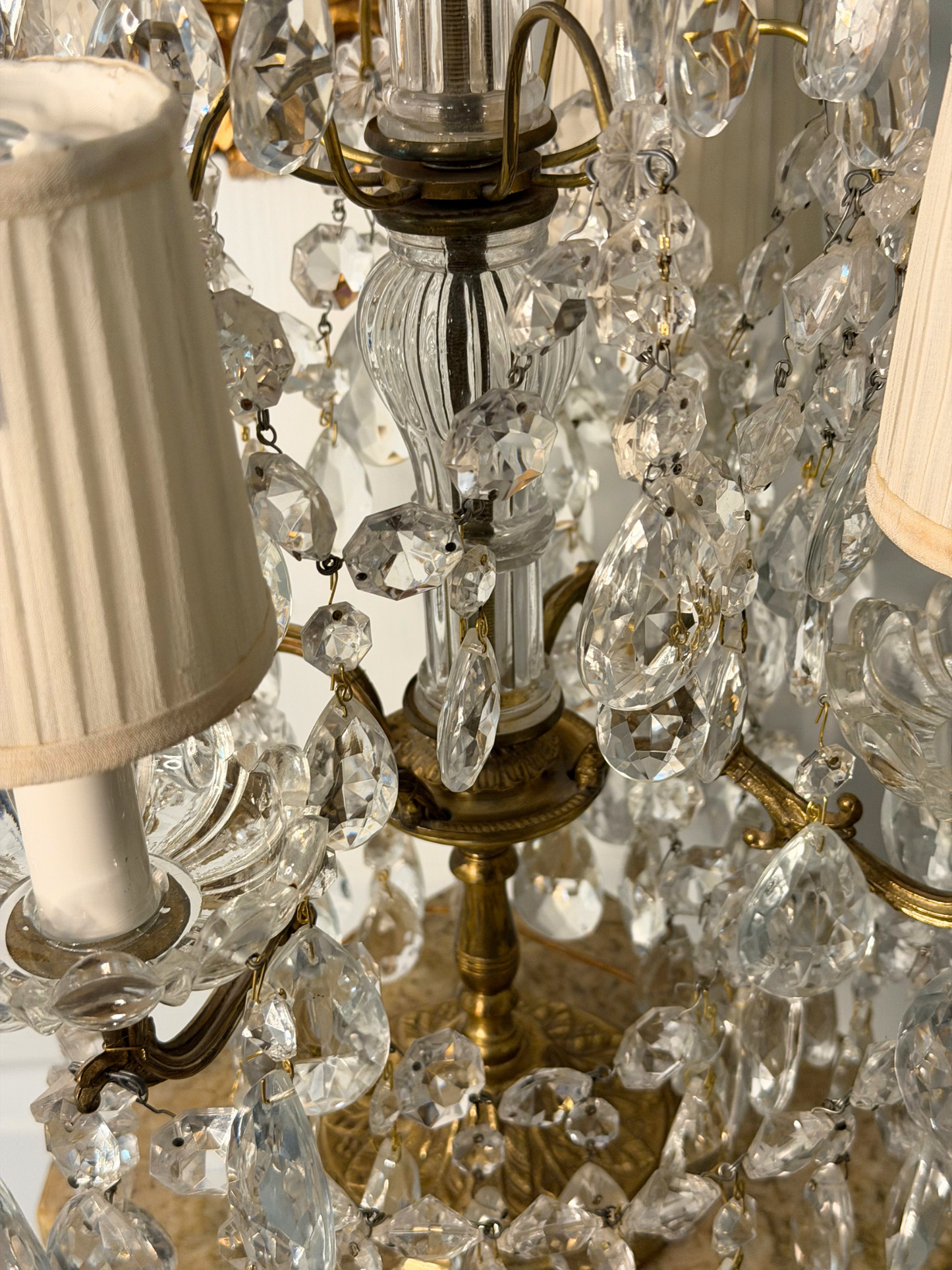Brass & Crystal Tabletop Chandlier #1