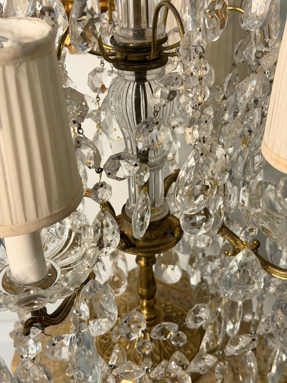 Brass & Crystal Tabletop Chandlier #1