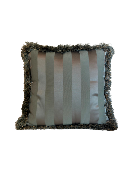 Dusty Blue Velvet Satin Stripes Throw Pillow