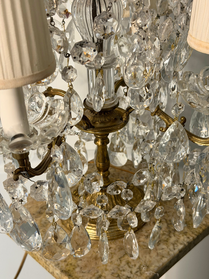 Brass & Crystal Tabletop Chandlier #1