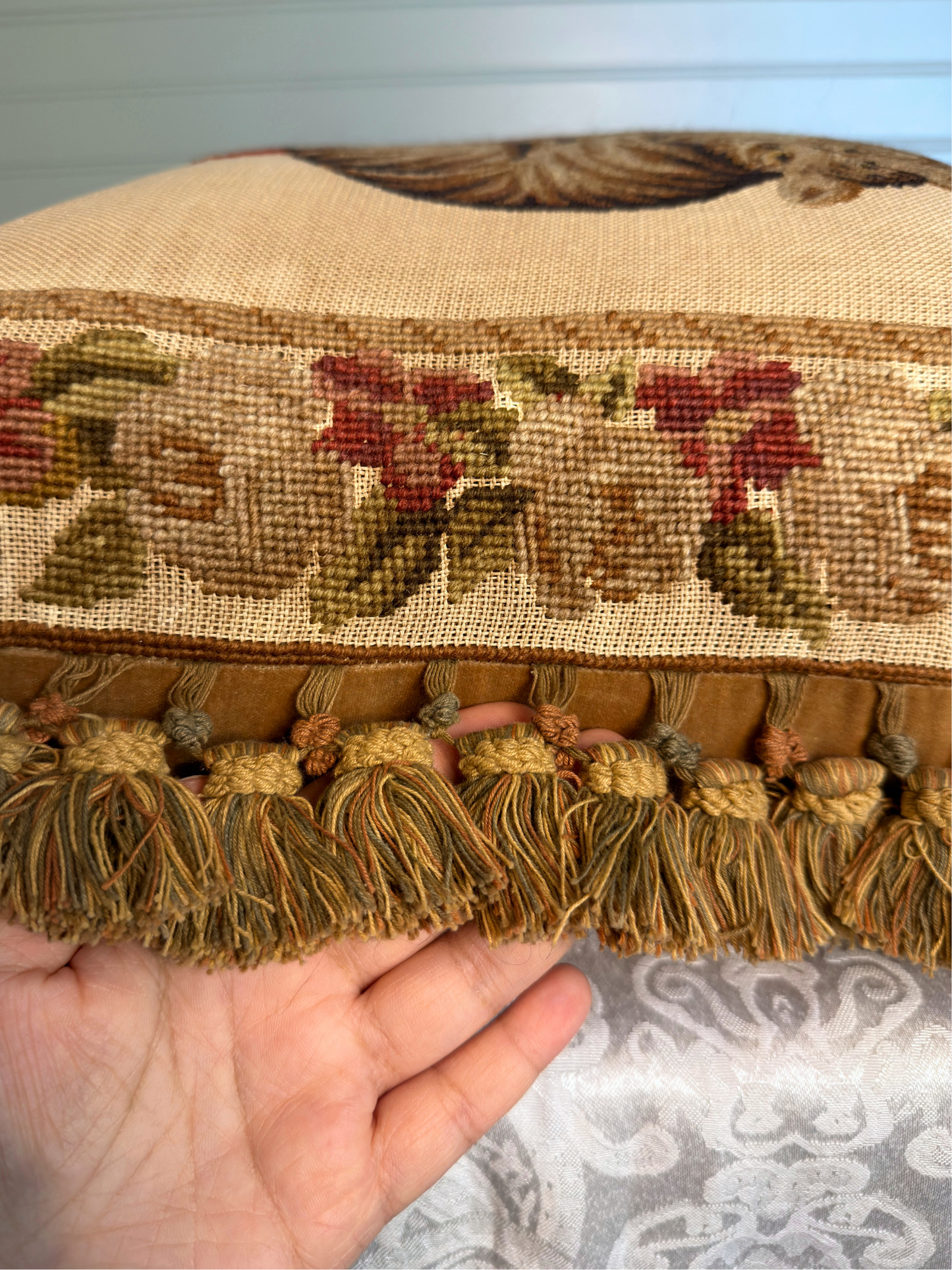 Cat Needlepoint Throw Pillow
