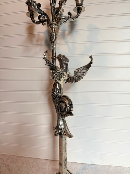 Silver Plated Mermaid Angel Candelabras