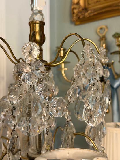 Brass & Crystal Tabletop Chandlier #1