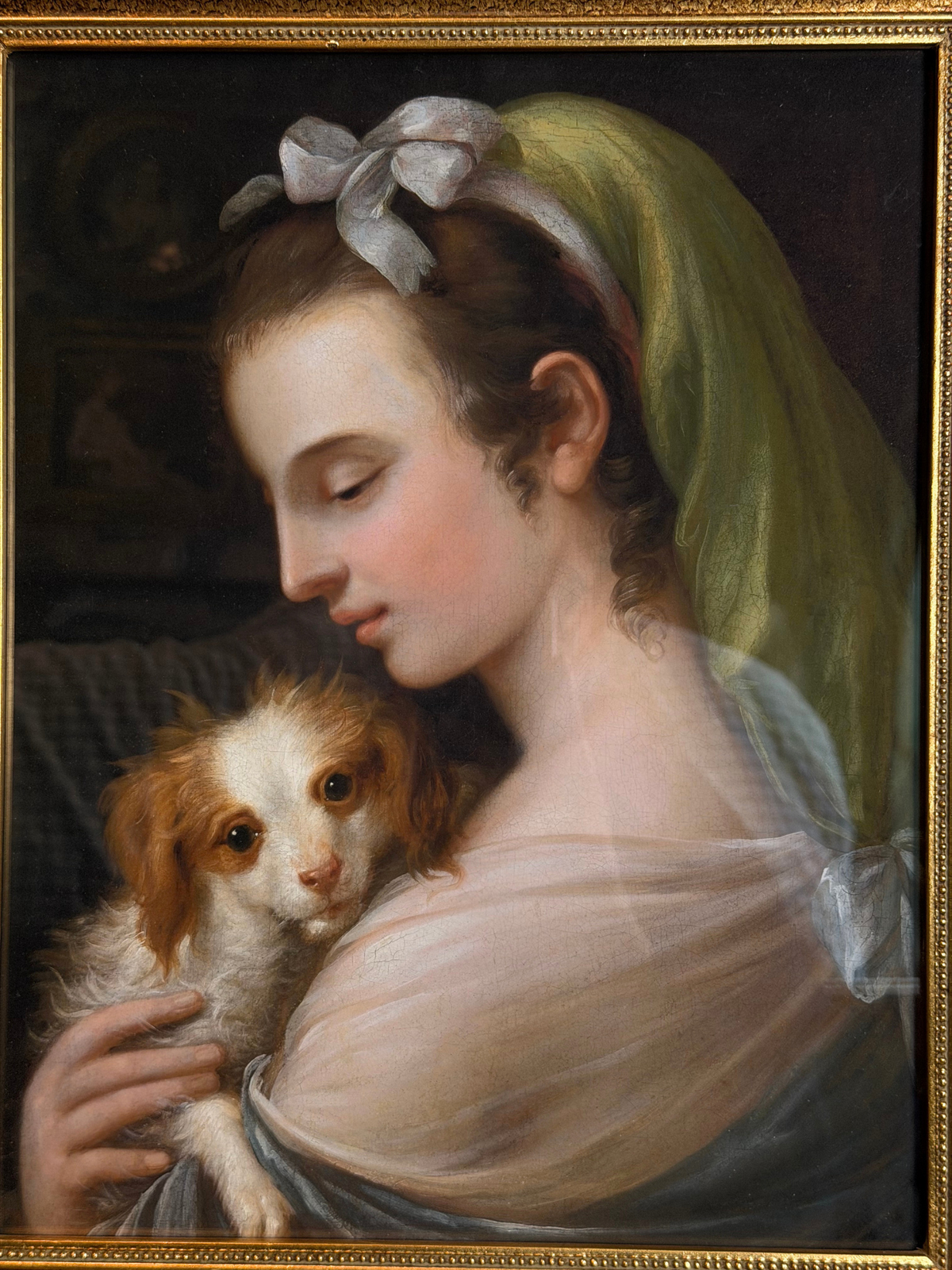 Framed Woman with a King Charles Spaniel Giclee Print