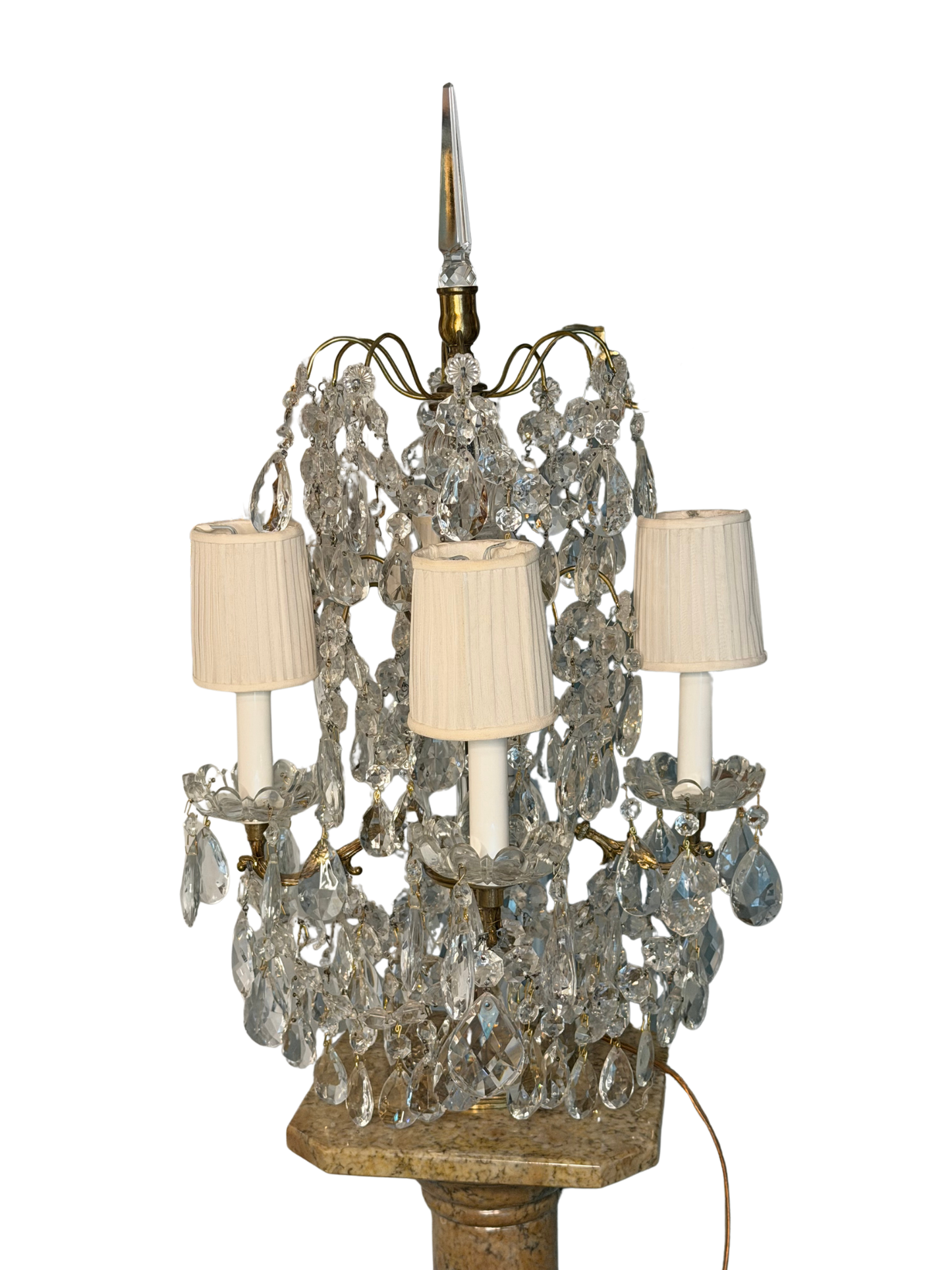 Brass & Crystal Tabletop Chandlier #2