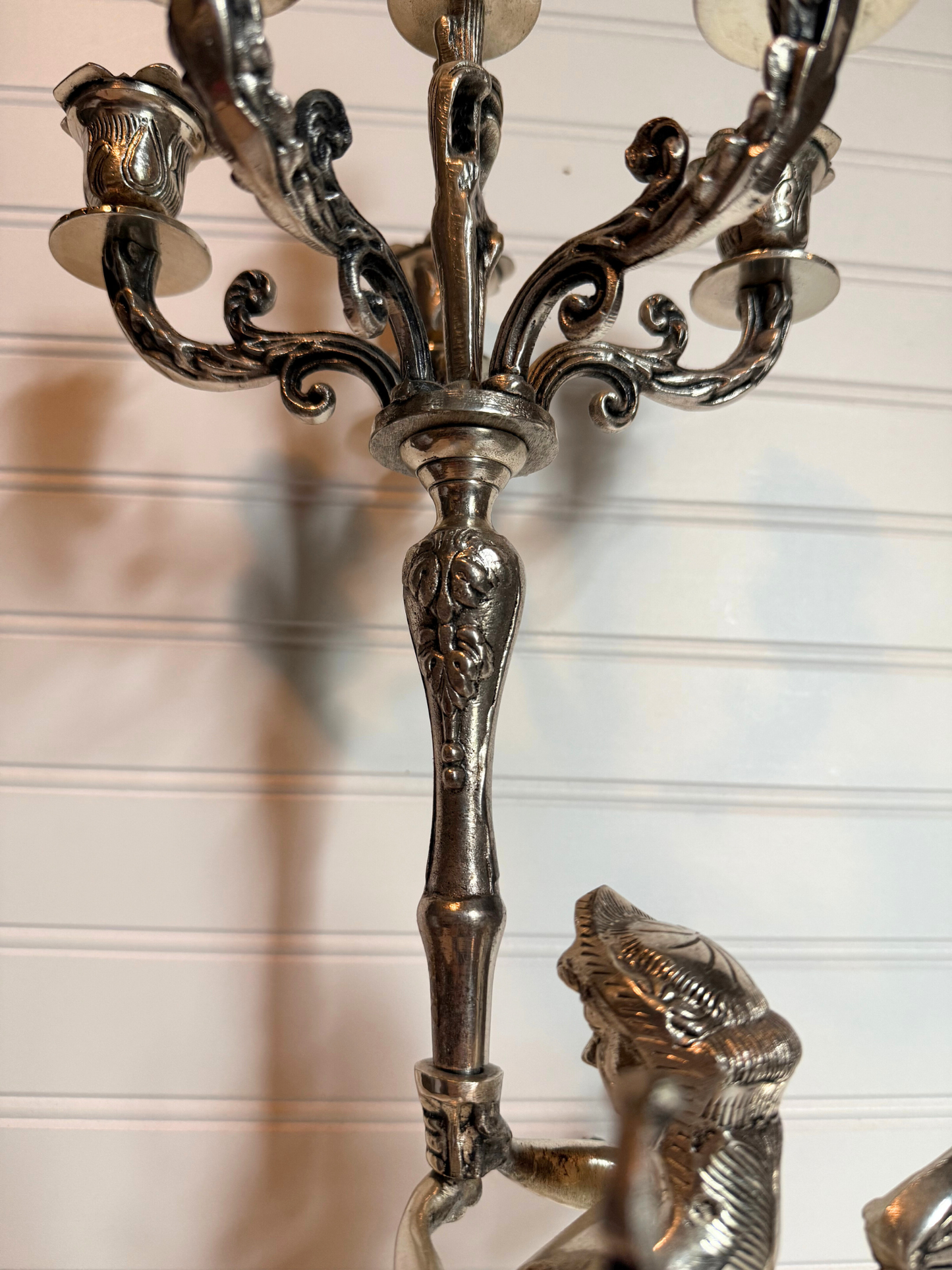 Silver Plated Mermaid Angel Candelabras