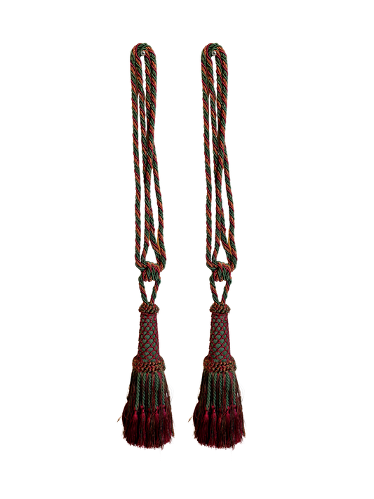Pair of Red & Green Curtain Tieback Tassels