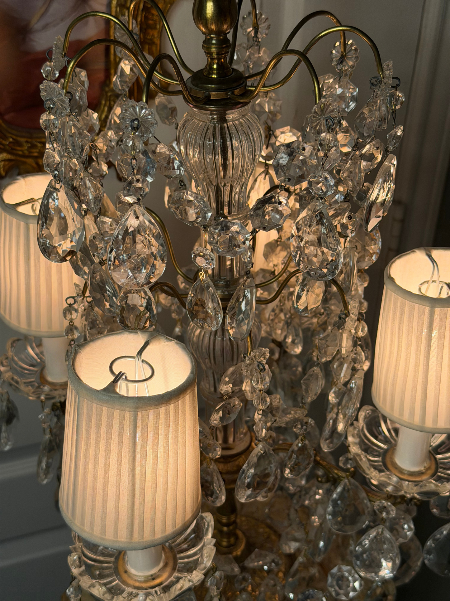 Brass & Crystal Tabletop Chandlier #2