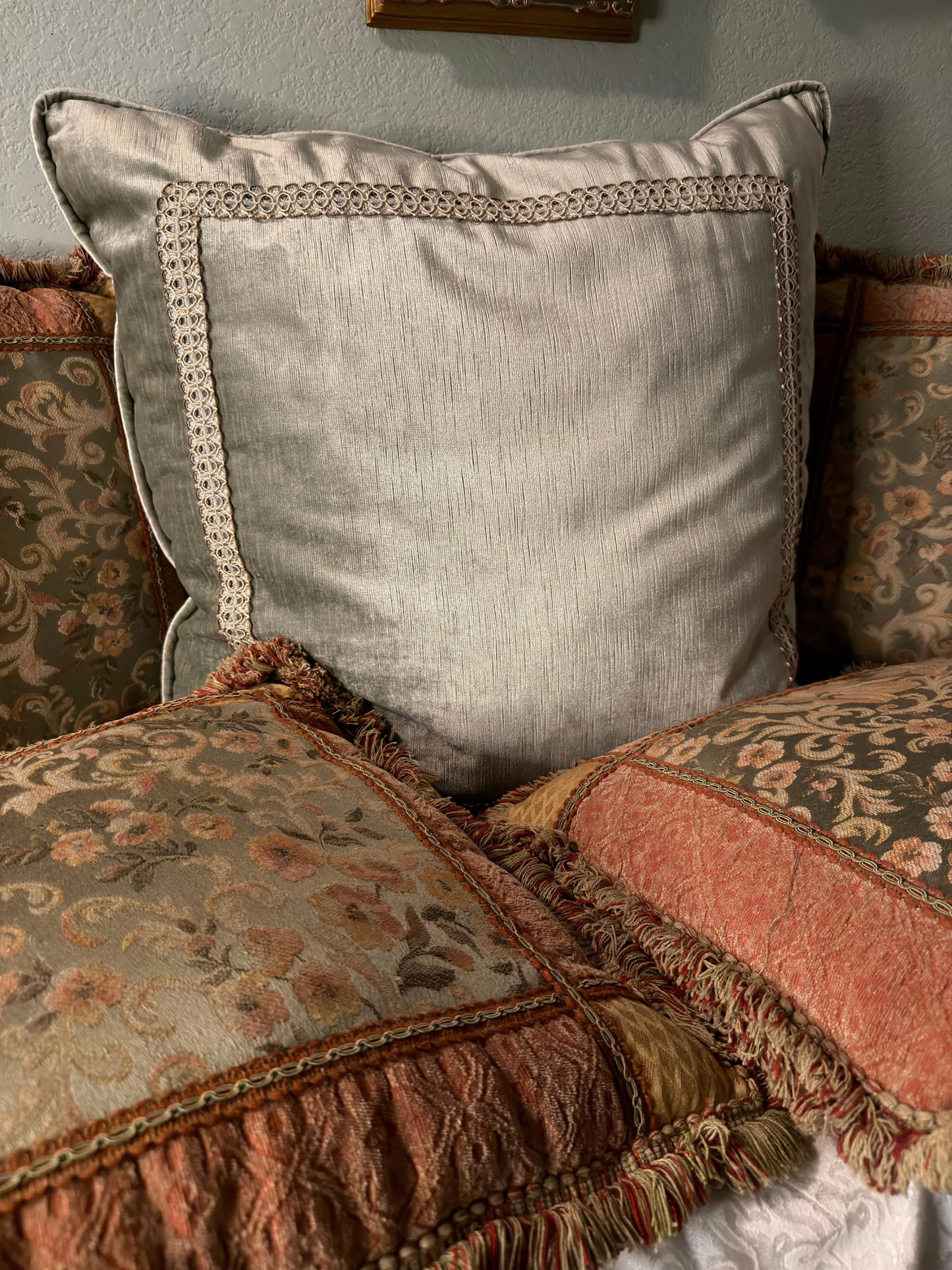 Pair of Velvet Light Dusty Blue-Green Pillow Covers