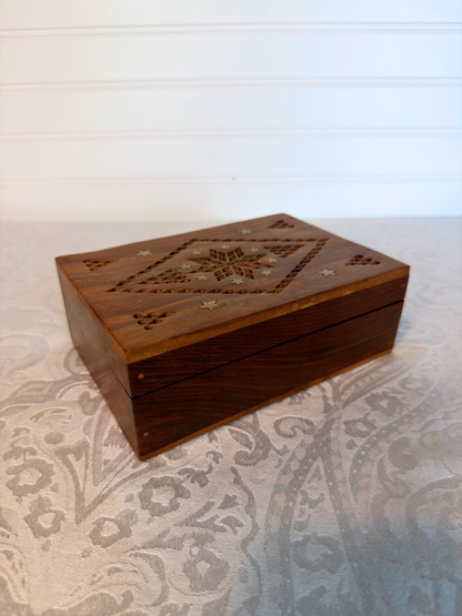 Wood Box with Brass Stars