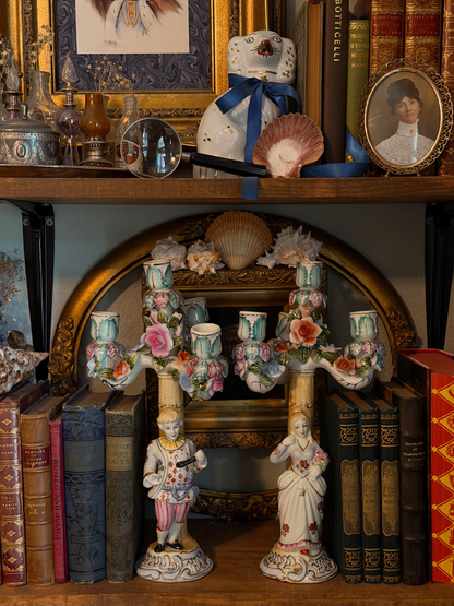 Pair of Dresden Style Figural Porcelain Candelabras