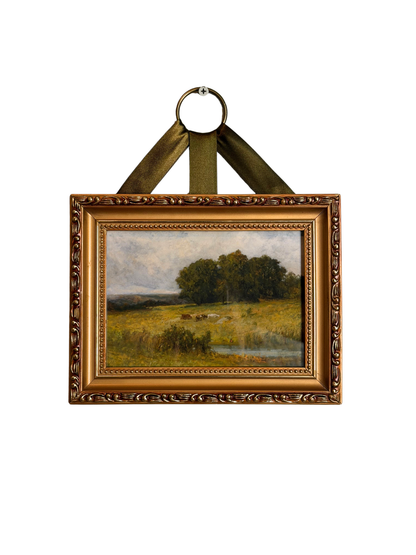 Framed Cows Near Stream Giclee Print