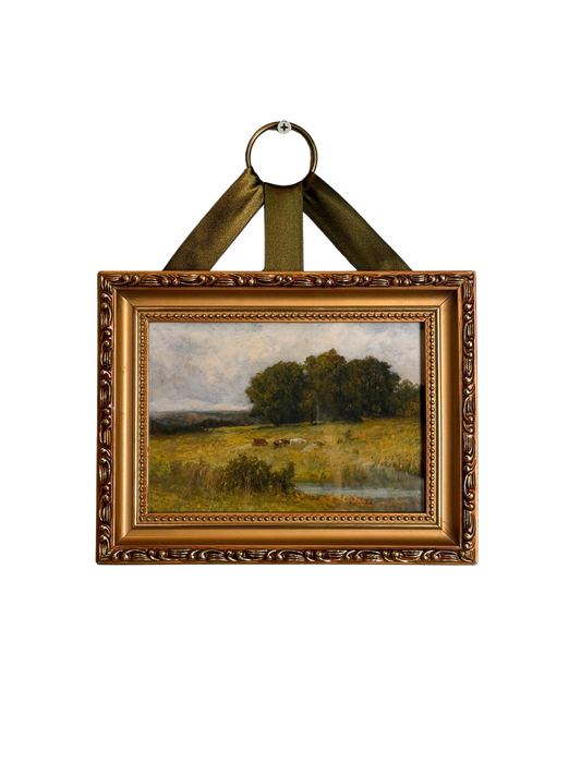 Framed Cows Near Stream Giclee Print