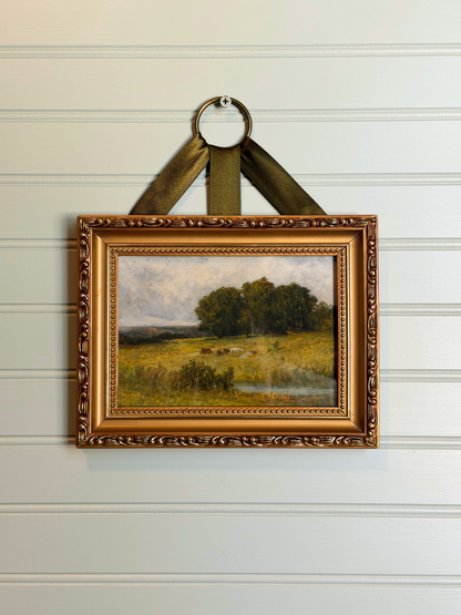 Framed Cows Near Stream Giclee Print