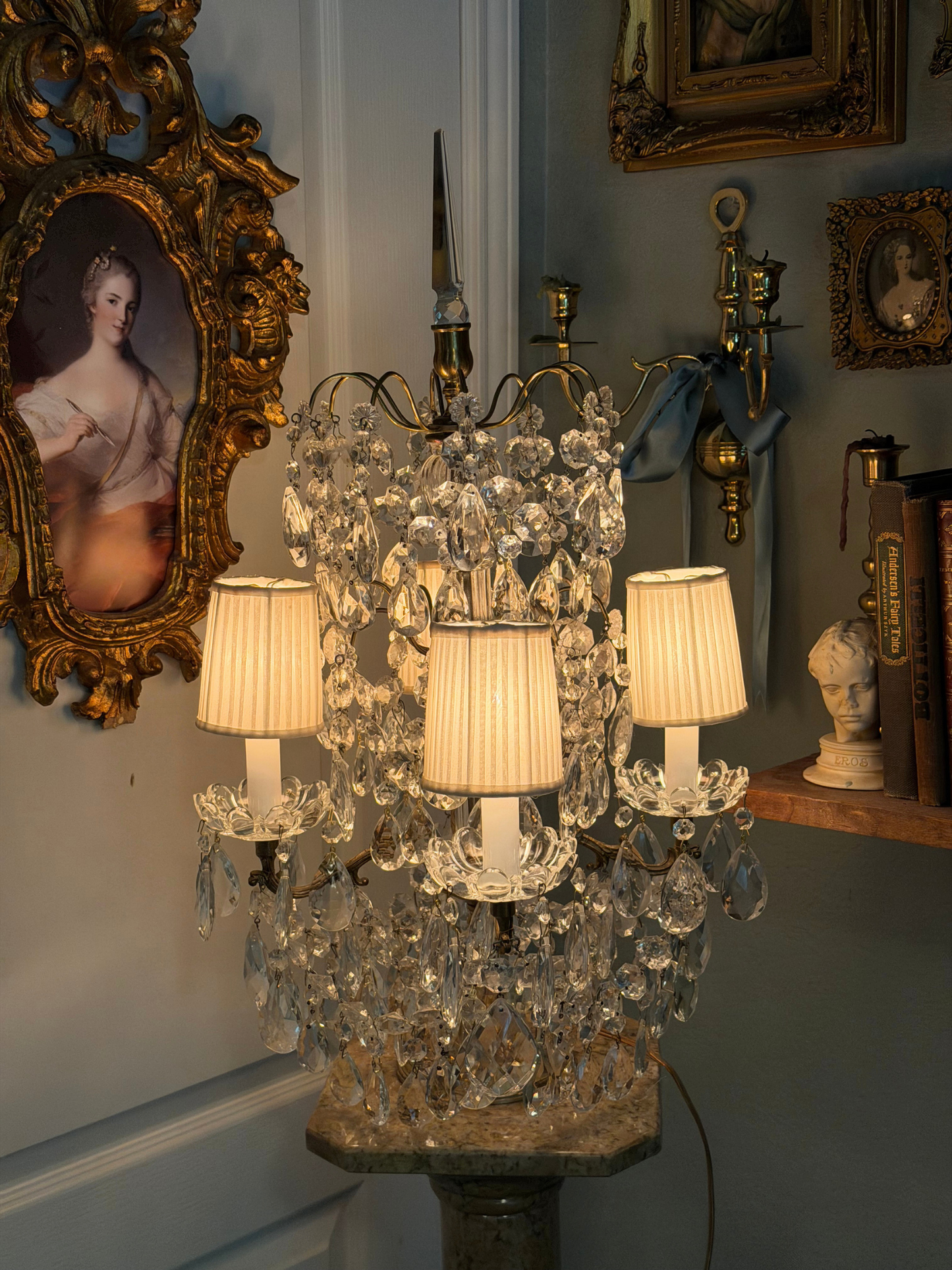Brass & Crystal Tabletop Chandlier #2