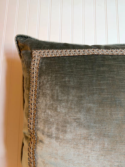 Pair of Velvet Light Dusty Blue-Green Pillow Covers