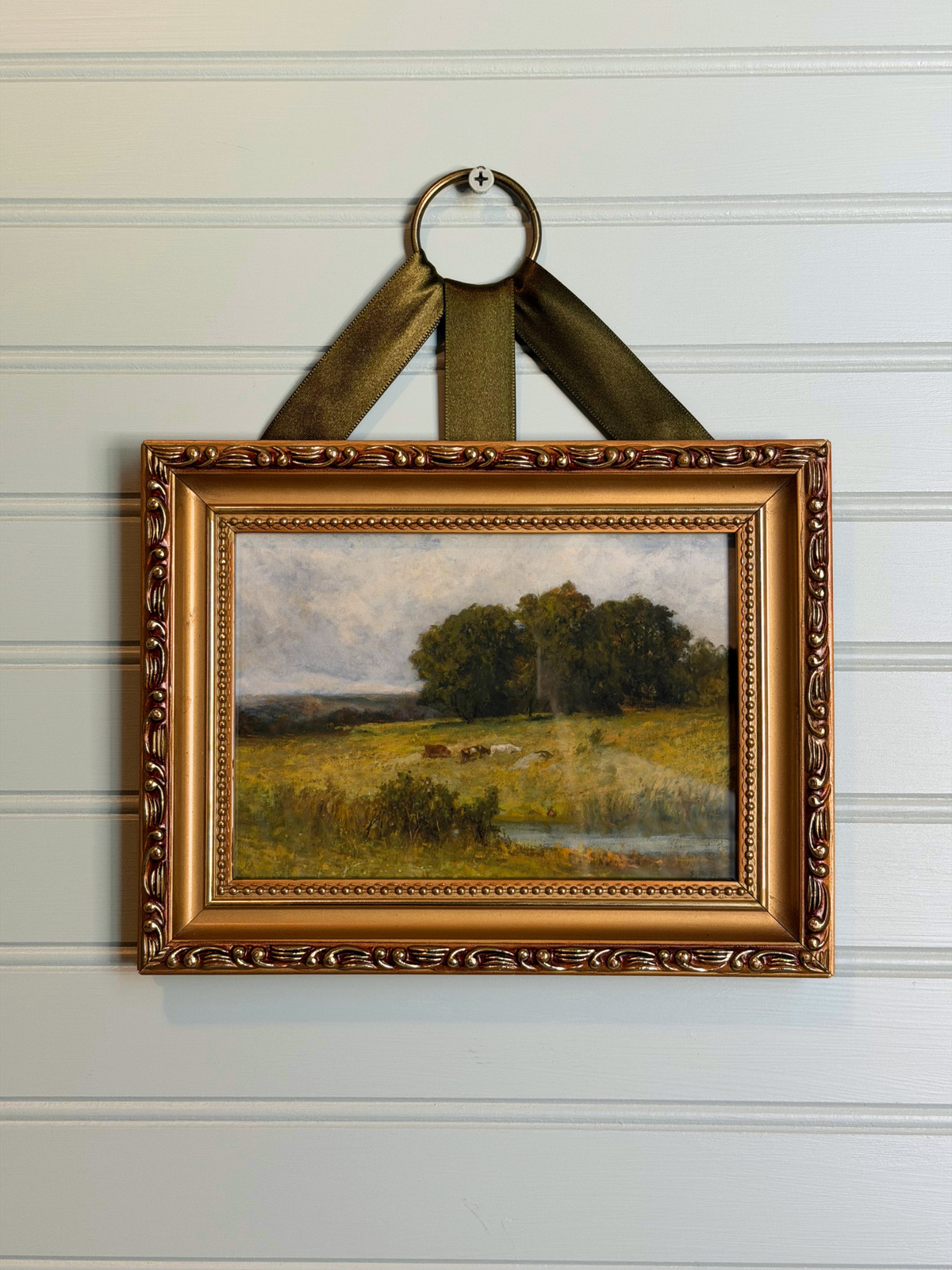 Framed Cows Near Stream Giclee Print
