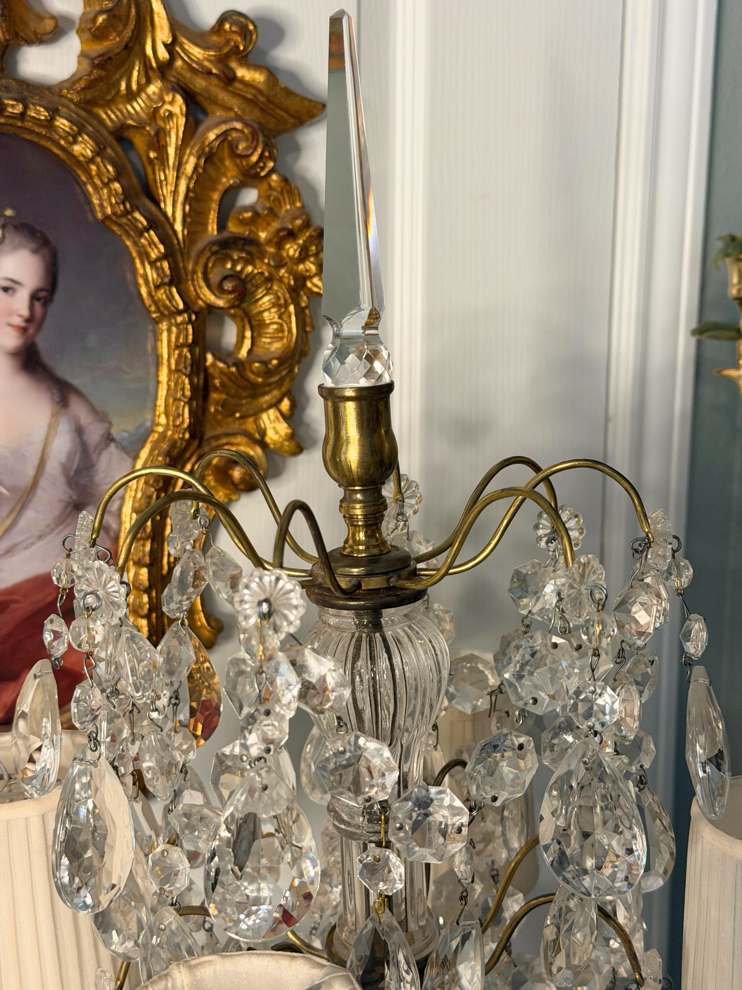 Brass & Crystal Tabletop Chandlier #2